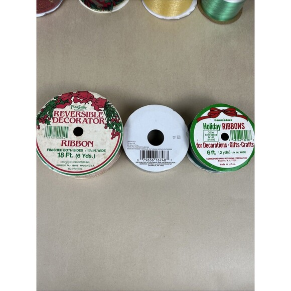 Vintage‎ New Crafting Holiday Christmas Ribbon Lot, Wire Edge Ribbon Floral - Picture 6 of 10
